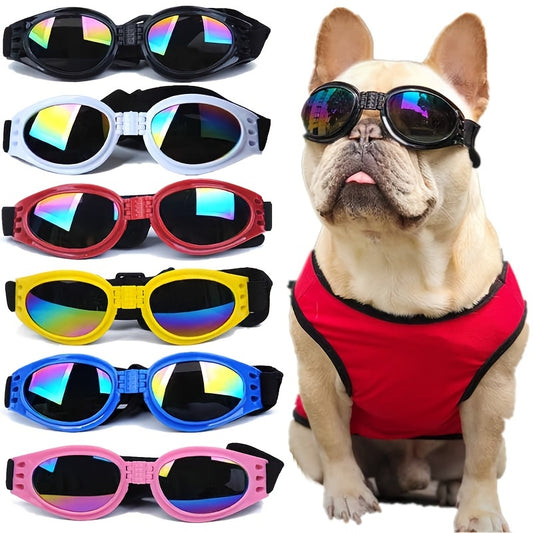 Stylish UV Protection Dog Shades - Adjustable Head Strap, Scratch-Resistant Lenses, Safe and Fashionable Eye Care for Pets