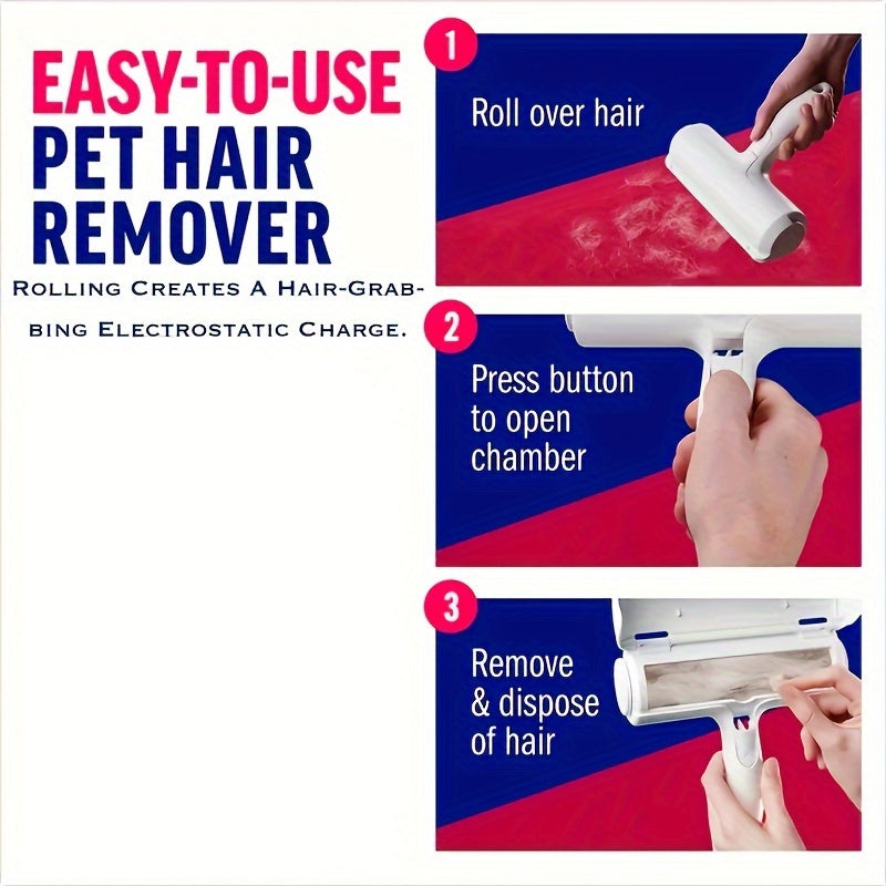 ProPet Fur Remover Tool - Reusable Lint Roller for Pet Hair Removal on Furniture, Carpets, and More - Easy to Use, Self-Cleaning, and Portable