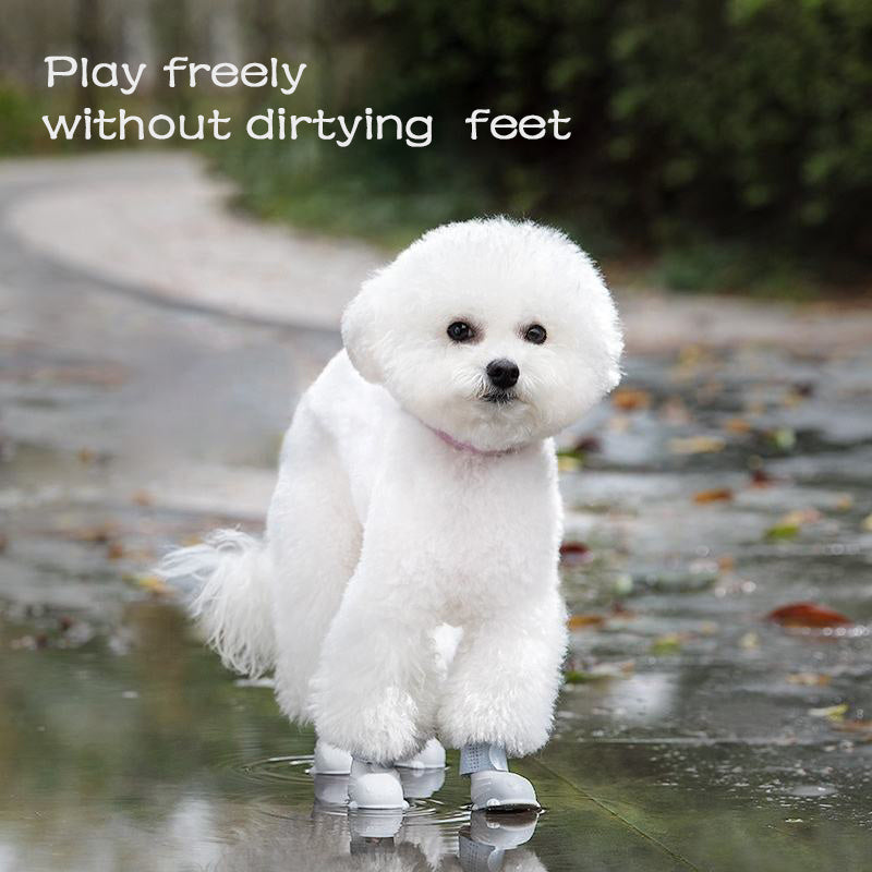 Dog Rain Boots 4Pcs Pet Dog Puppy Warm Waterproof Silicone Non-Slip Rain Boots Footwear Shoes Dog Cat Pet Toy Dog Rain Boots Dog Rain Shoes, Cat Rain Boots, Waterproof Foot Cover, Soft Bottom Shoes
