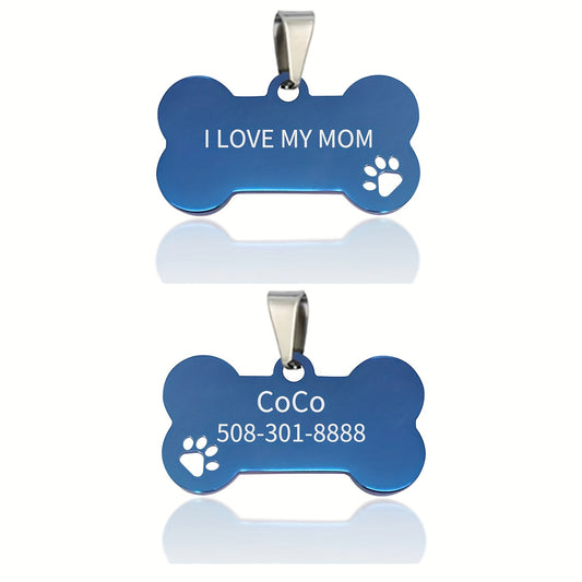 Customized Pet Tag Blue Stainless Steel Custom Dog Tag