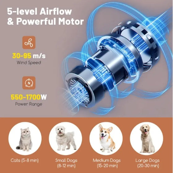 Dog Cat Hair Blower With Negative Ion Function And Adjustable Temperature