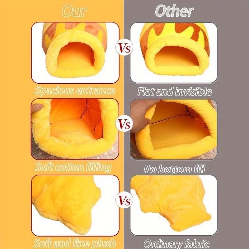 Honey Pot Cat Cave Bed For Indoor Cats - Machine Washable Removable Cushion, Cozy Pet Nest With Thick Sponge, Christmas Gift For Cat Lovers, Small Breeds & Puppy Bed Accessories