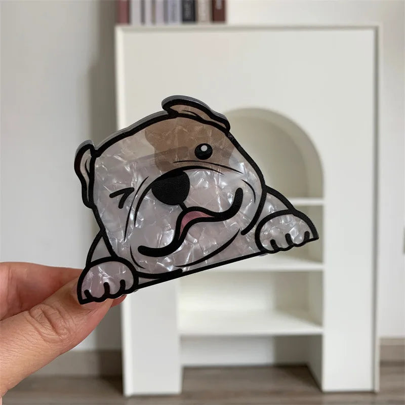 Cartoon Dog Printed Non-slip Ponytail Hair Clip Claw For Women Girls Personality Acrylic Animal Hairpin Accessories Gifts Tool