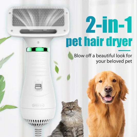 Pet Hair Dryer Brush – Portable Dog & Cat Grooming Comb