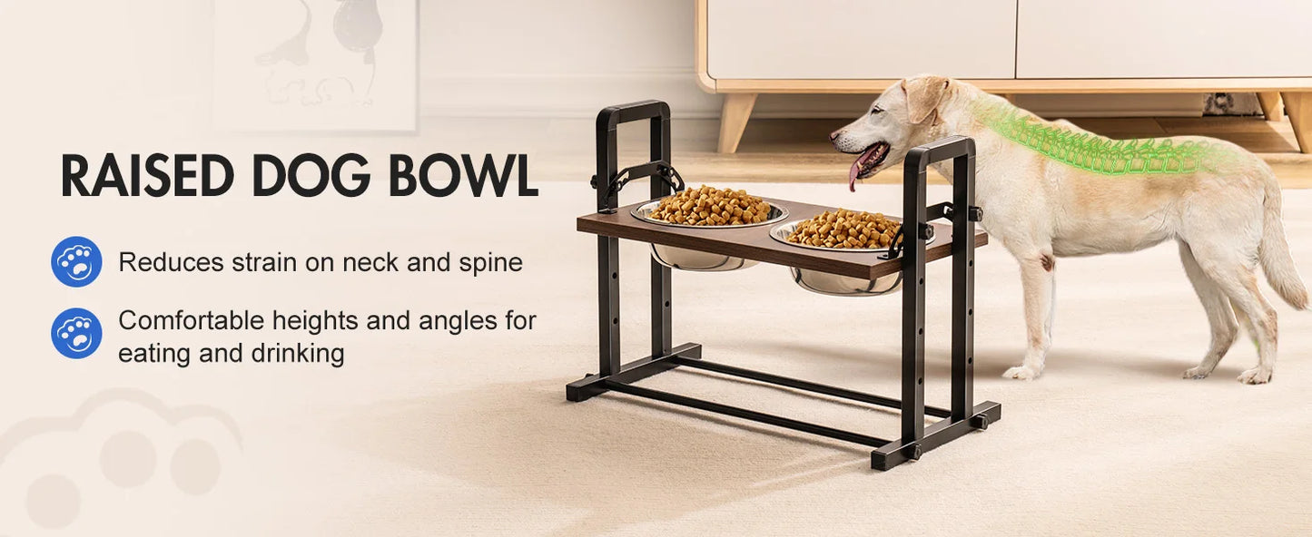 MEWOOFUN Raised Dog Bowl Height Adjustable