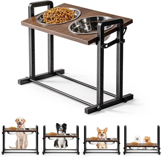 MEWOOFUN Raised Dog Bowl Height Adjustable