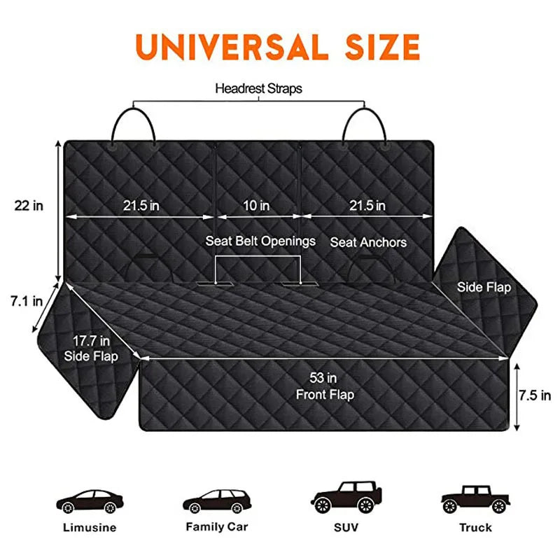 Dog Car Seat Cover for Cars Trucks SUVs and Other Universal Pet Rear Seat Covers Specifically for Pets