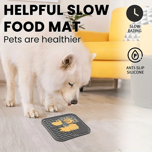 Silicone Slow Feeder Mat for Dogs – Lick Pad & Bathing Distraction Plate