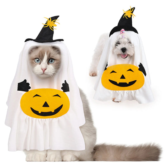 Halloween Ghost Pumpkin Dog Costume