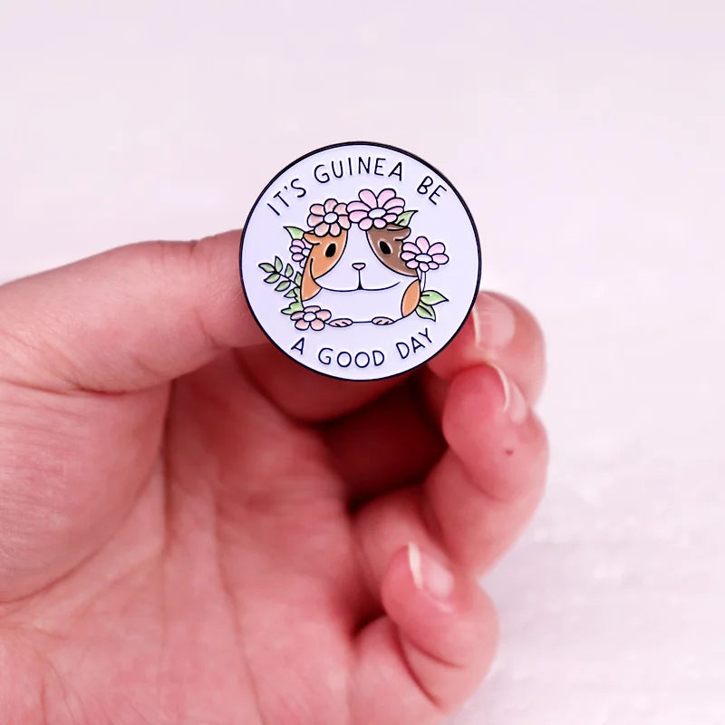 It's Guinea Be A Good Day Pig Funny Pet Animal Joke Piggie Badge Guinea Pig Enamel Pin Brooch Jewelry