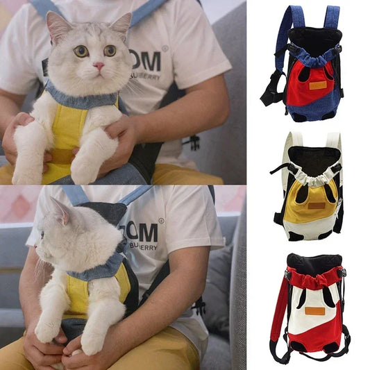 Portable Cat Carrying Bag – Stylish Canvas Backpack for Kittens & Cats