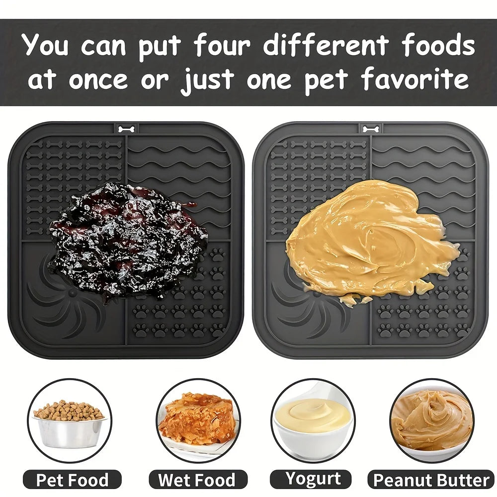 Silicone Slow Feeder Mat for Dogs – Lick Pad & Bathing Distraction Plate