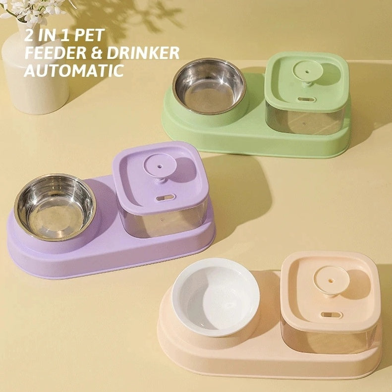 2-in-1 Water Dispenser And Feeding Bowl for Cat and Dog