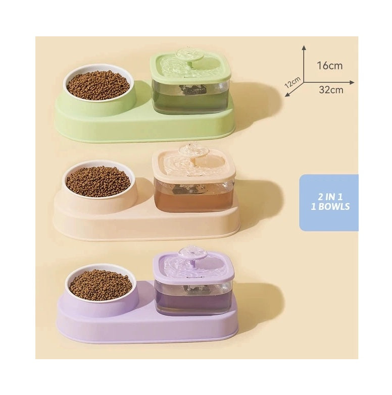 2-in-1 Water Dispenser And Feeding Bowl for Cat and Dog