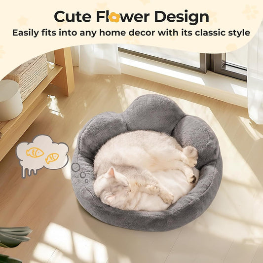 MewooFun Cat and Dog Bed | Fluffy Washable, Indoor, Non Slip Bottom (Grey, Small Size 23)