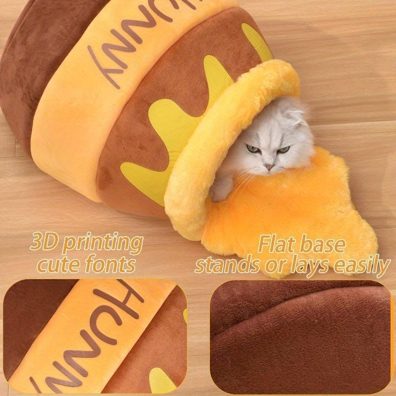 Honey Pot Cat Cave Bed For Indoor Cats - Machine Washable Removable Cushion, Cozy Pet Nest With Thick Sponge, Christmas Gift For Cat Lovers, Small Breeds & Puppy Bed Accessories