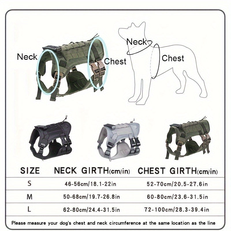 Waterproof Tactical Dog Vest Harness ,Secure, Comfortable Fit for Outdoor Adventures.