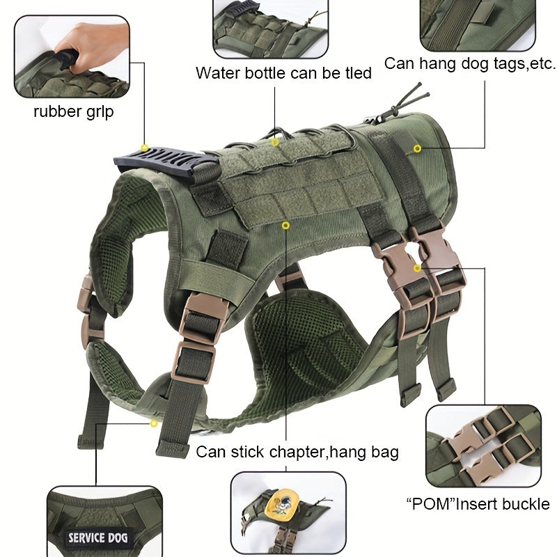 Waterproof Tactical Dog Vest Harness ,Secure, Comfortable Fit for Outdoor Adventures.