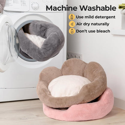 MewooFun Cat and Dog Bed | Fluffy Washable, Indoor, Non Slip Bottom (Grey, Small Size 23)