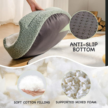 Mewoo Washable Pet Bed For Cats & Small Dogs - 23x23x7 Inch Round Orthopedic Bed With Non-Slip Bottom, Plush Indoor Cat Bed For Kittens & Puppies, Sage Green