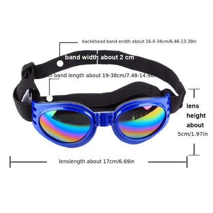 Stylish UV Protection Dog Shades - Adjustable Head Strap, Scratch-Resistant Lenses, Safe and Fashionable Eye Care for Pets