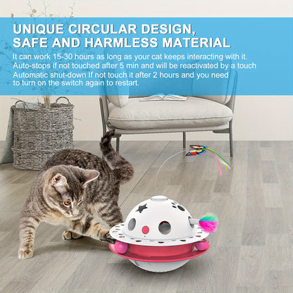 Cat Toys 3-in-1 Smart Interactive Electronic Kitten Toy Random Moving Feather Balls Indoor Exercise Cat Dog Pet Products, Shell Material, with 2 Replacing Fluttering Butterfly And Bring A Fun Surprise, Cat Toys for Indoor Cat
