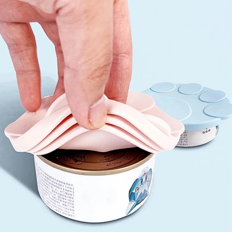 Silicone Pet Food Can Lid with Adorable Cat Paw Design - Reusable, Airtight Seal for Freshness - Ideal for Cat & Dog Food Storage, Silicone Food Storage