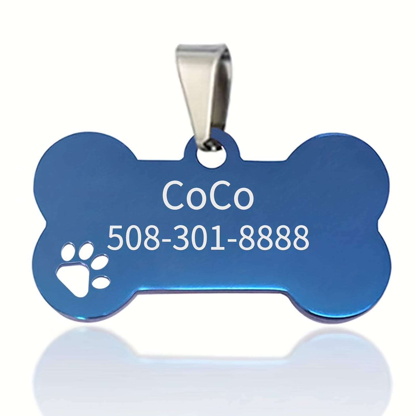 Customized Pet Tag Blue Stainless Steel Custom Dog Tag