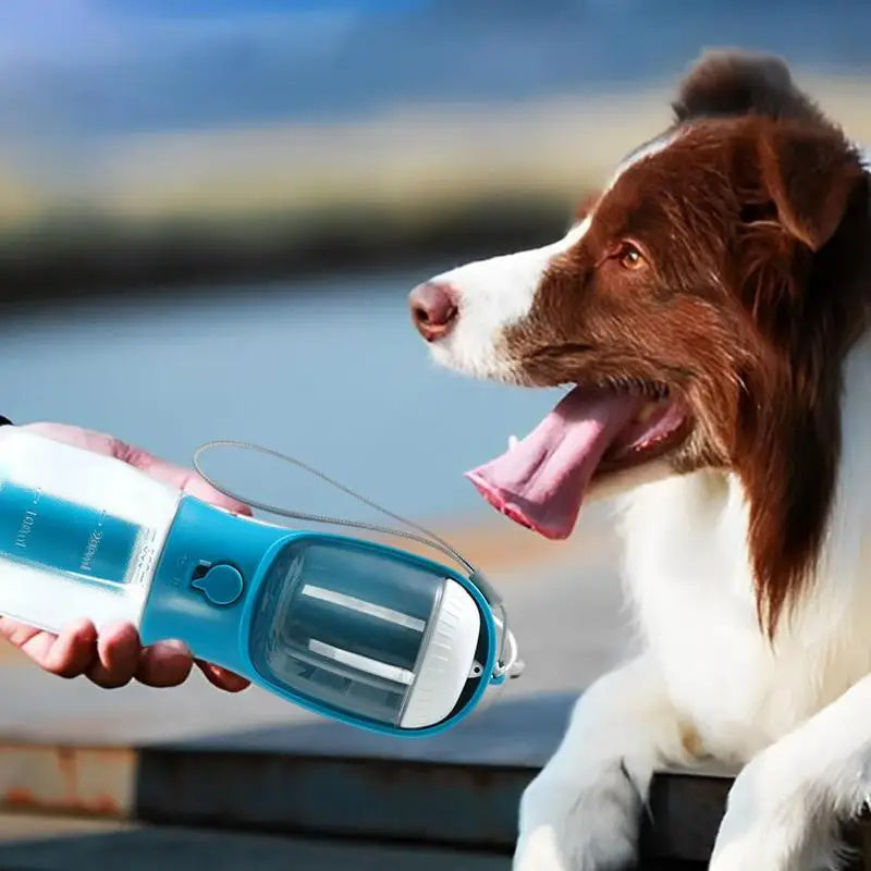 3-in-1 Portable Dog Water Bottle – Food Container & Waste Bag Dispenser