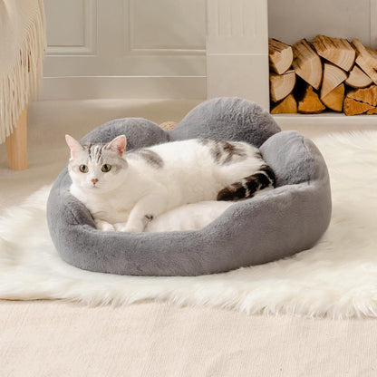 MewooFun Cat and Dog Bed | Fluffy Washable, Indoor, Non Slip Bottom (Grey, Small Size 23)