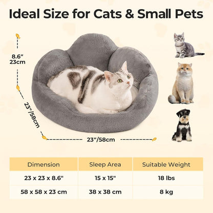 MewooFun Cat and Dog Bed | Fluffy Washable, Indoor, Non Slip Bottom (Grey, Small Size 23)
