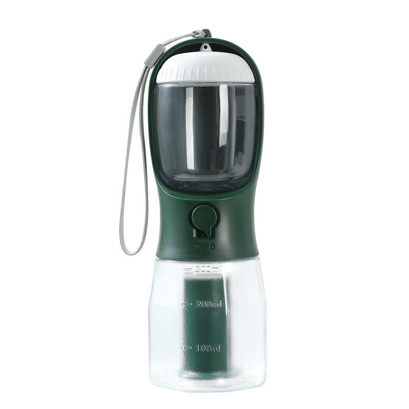 3-in-1 Portable Dog Water Bottle – Food Container & Waste Bag Dispenser