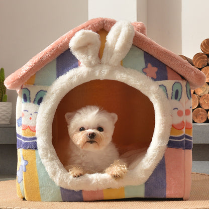 Cozy Winter Dog Kennel House - Soft, Detachable, Washable