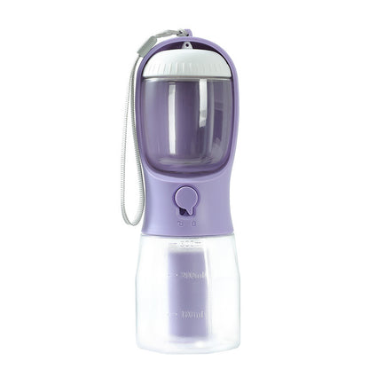 3-in-1 Portable Dog Water Bottle – Food Container & Waste Bag Dispenser