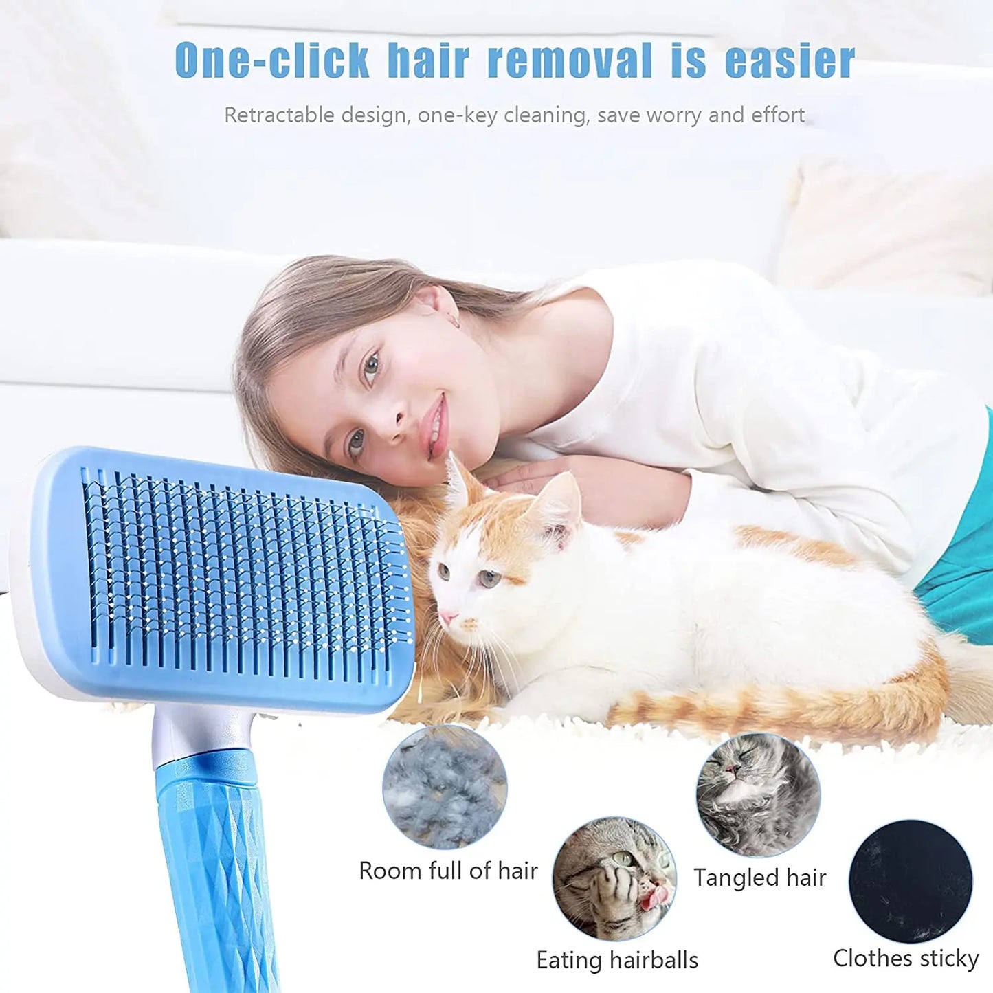 Dog & Cat Hair Remover Brush – Grooming & Bath Comb for Long Hair Pets