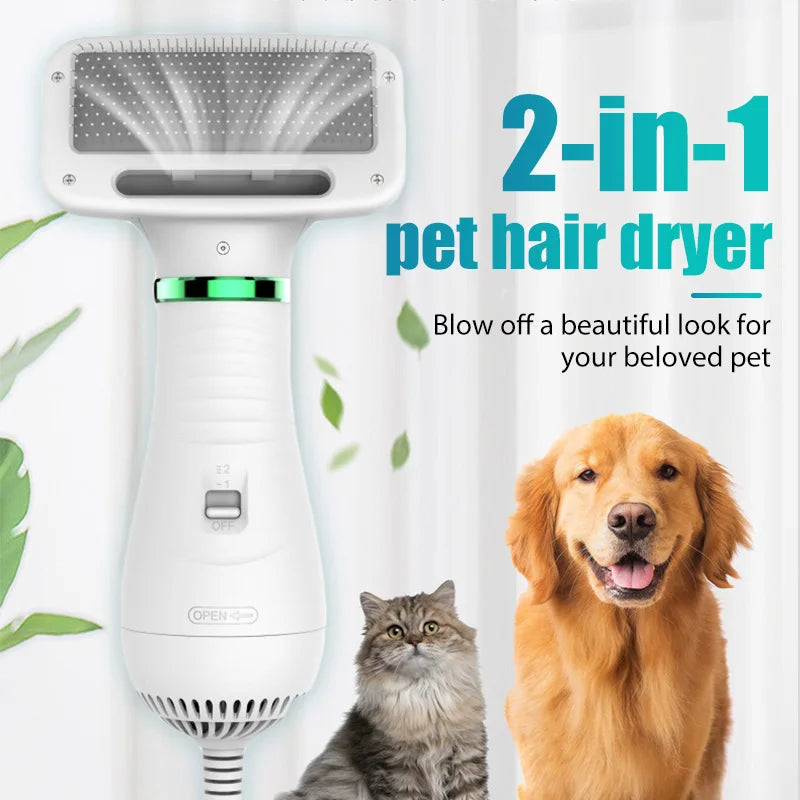 Pet Hair Dryer Brush – Portable Dog & Cat Grooming Comb