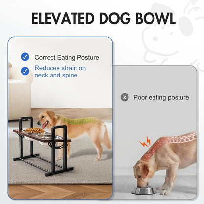 MEWOOFUN Raised Dog Bowl Height Adjustable