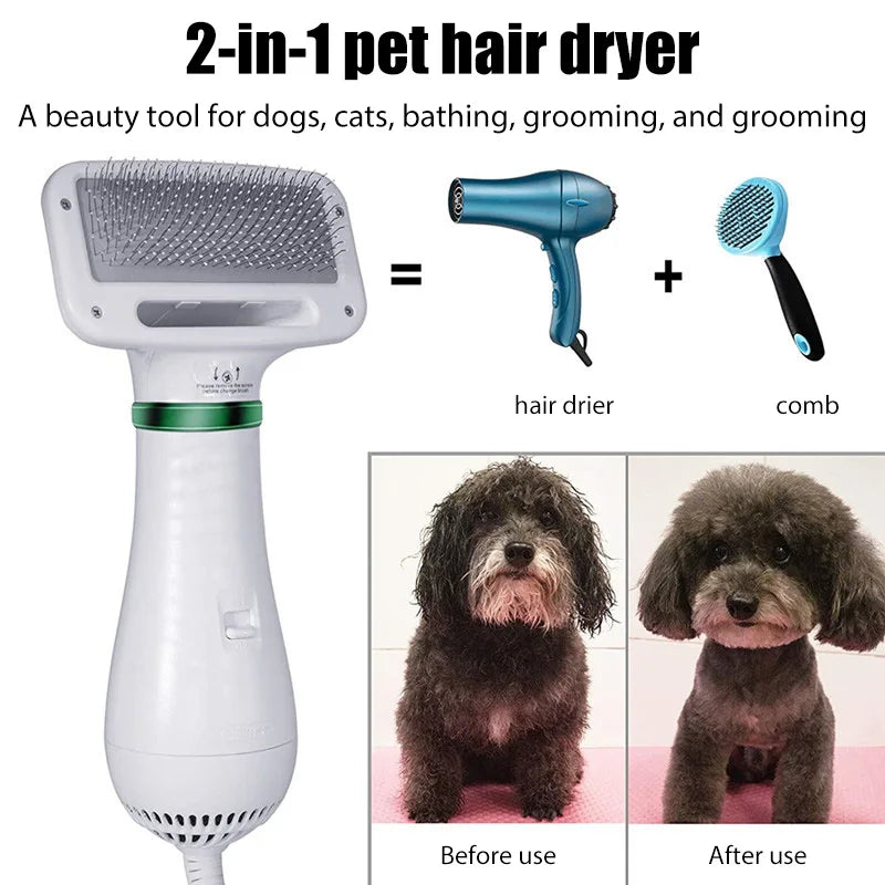 Pet Hair Dryer Brush – Portable Dog & Cat Grooming Comb