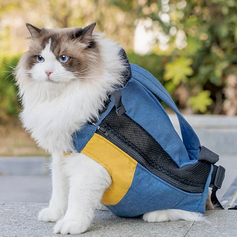 Portable Cat Carrying Bag – Stylish Canvas Backpack for Kittens & Cats