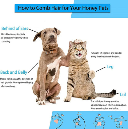 Dog & Cat Hair Remover Brush – Grooming & Bath Comb for Long Hair Pets