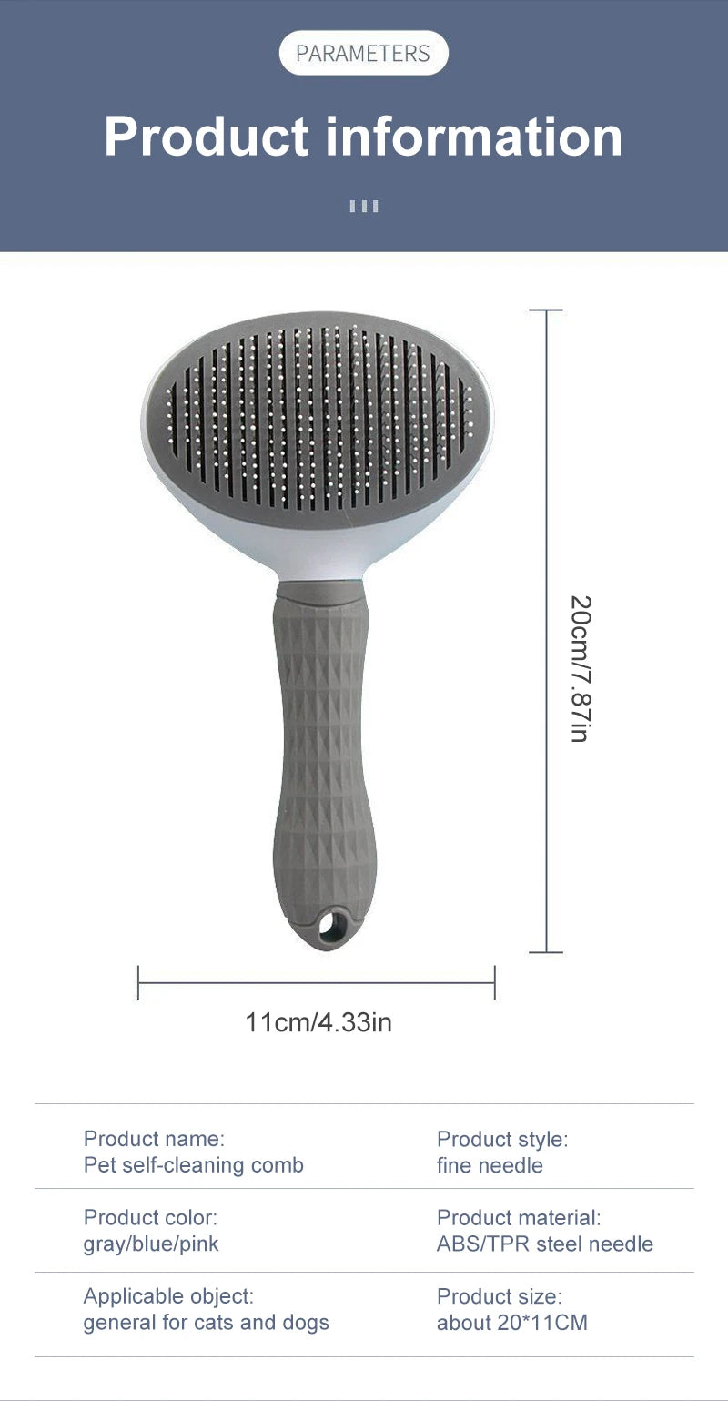 Dog & Cat Hair Remover Brush – Grooming & Bath Comb for Long Hair Pets