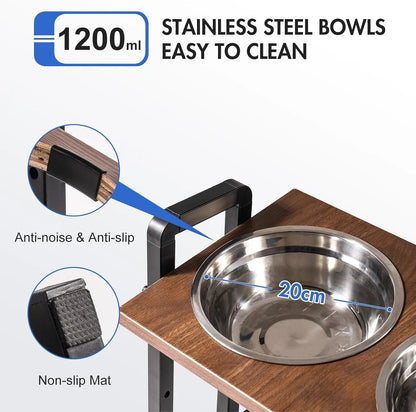 MEWOOFUN Raised Dog Bowl Height Adjustable