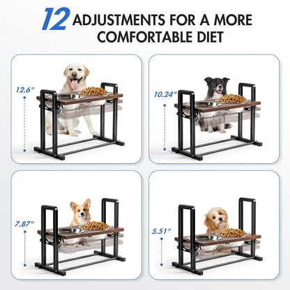 MEWOOFUN Raised Dog Bowl Height Adjustable