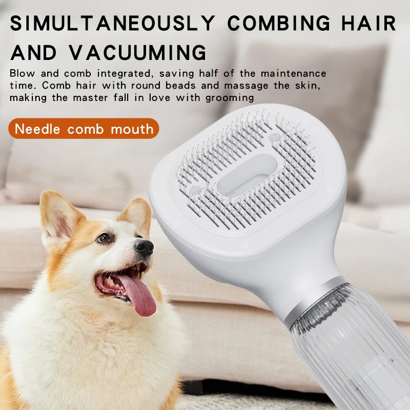 Pet Hair Dryer Blowing Comb – Strong Wind Grooming Brush with Cool Air for Dogs & Cats