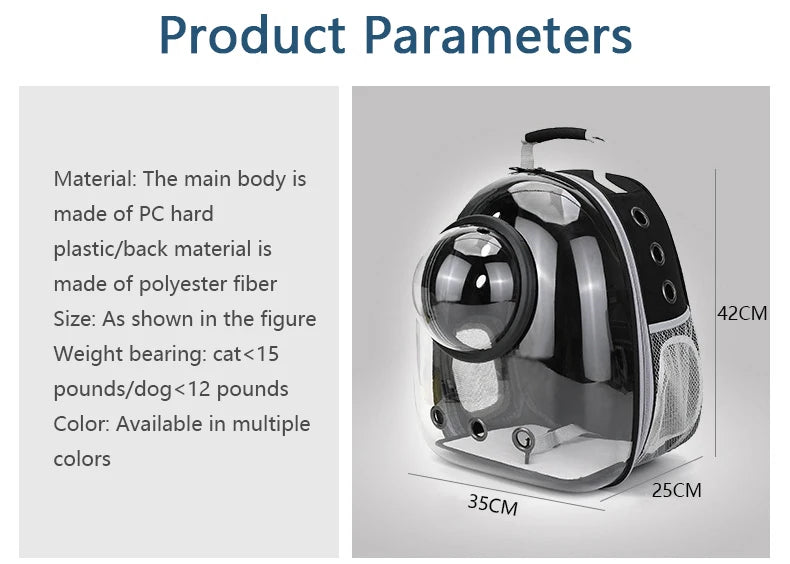 Breathable Space Backpack | Portable Pet Carrier for Cats & Puppies