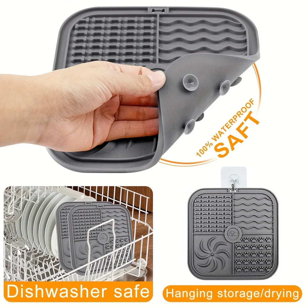 Silicone Slow Feeder Mat for Dogs – Lick Pad & Bathing Distraction Plate