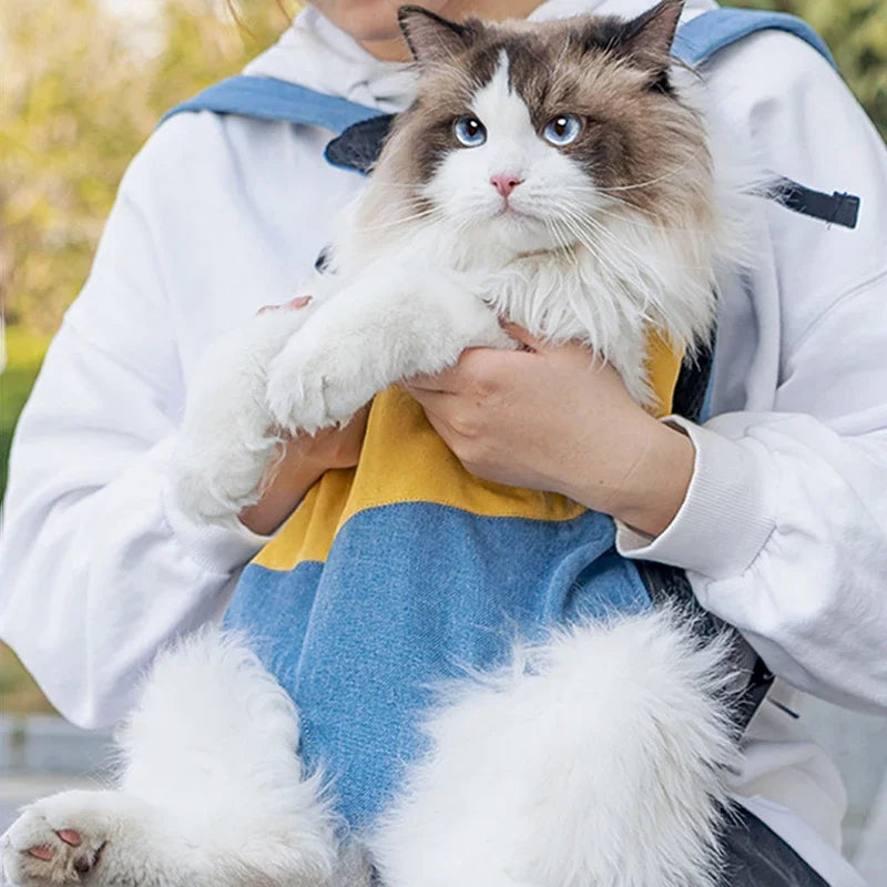 Portable Cat Carrying Bag – Stylish Canvas Backpack for Kittens & Cats