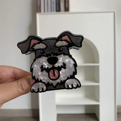 Cartoon Dog Printed Non-slip Ponytail Hair Clip Claw For Women Girls Personality Acrylic Animal Hairpin Accessories Gifts Tool