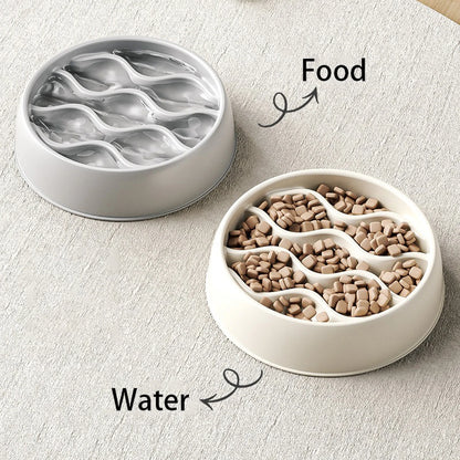 Pet Slow Feeding Bowl – Wavy Design, Dual-Purpose for Cats & Dogs