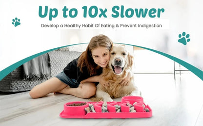Slow Feeder Mat for Pets – Non-Toxic Silicone, Turquoise | Anxiety & Boredom Relief with Aluminum Bowl